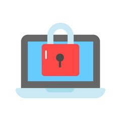 Padlock with laptop denoting vector of laptop security in modern style