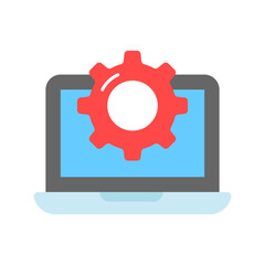 laptop setting vector design in trendy style, system configuration icon