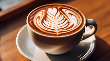 cup of cappuccino with milk art