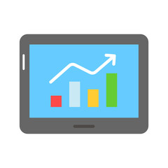 Growth chart on mobile tab showing concept vector of data statistics