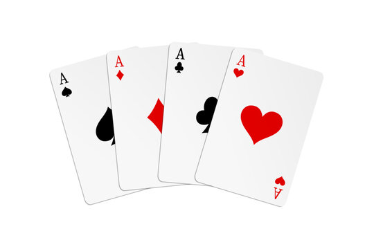 Four aces flat vector illustration isolated on white background