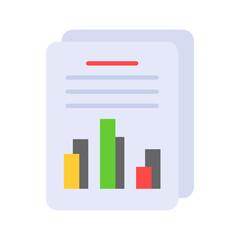 Bar chart on document showing vector of data report in trendy style, premium icon