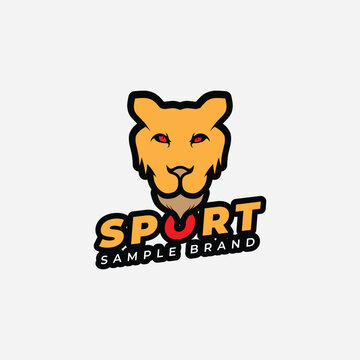 sport logo design in the form of an orange jaguar head