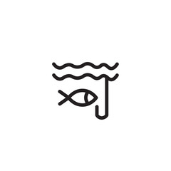 Beach Fish Fishing Outline Icon