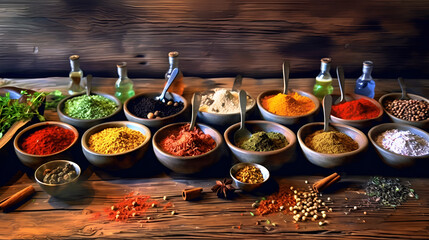 colorful selection of spices and herbs