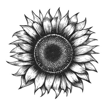 vintage sunflower vector sketch