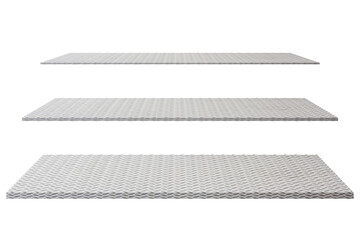 Silver and blue painted metallic plate anti slip surface. Metal diamond plate texture. Metal diamond plate texture. shelf set on white background, clipping path