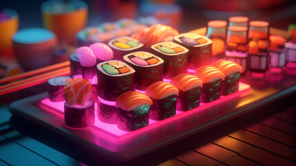 Neon Sushi Dinner