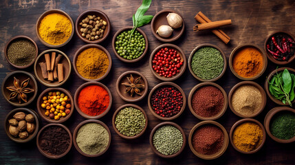 colorful selection of spices and herbs
