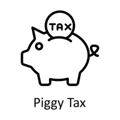 Piggy Tax vector    outline Icon Design illustration. Taxes Symbol on White background EPS 10 File