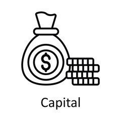 Capital  vector    outline Icon Design illustration. Taxes Symbol on White background EPS 10 File
