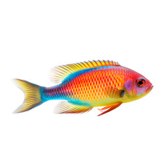 side view of colorfull fish on transparent background, Generative ai  