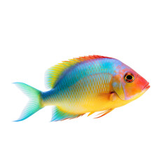 side view of colorfull fish on transparent background, Generative ai  