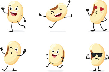 Soybean cute cartoon character set isolated on white background