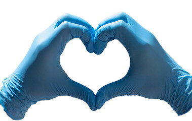 Obraz premium heart in the hands. rubber gloves. png format
