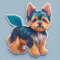 Sticker An adorable cute Yorkshire Terrier Dog Breed
