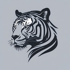 Tiger black and white vector art on a white background