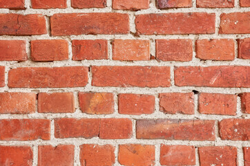 Detailed picture of an old brick wall, background or wallpaper.