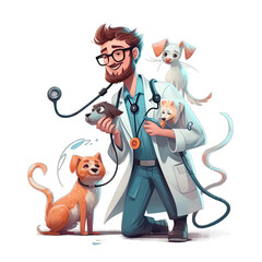 Caring veterinarian with lab coat with stethoscope - Plasticine Illustration 1