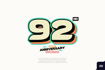 Number 92 logo icon design 92nd birthday logo number anniversary 92