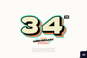 Obraz premium Number 34 logo icon design 34th birthday logo number anniversary 34