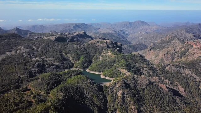 Aerial view of caldera Tejeda, Gran Canaria