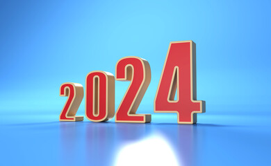 New Year 2024 Creative Design Concept - 3D Rendered Image	