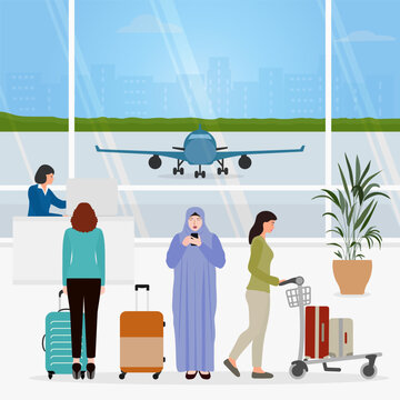 Muslim People Airport Passenger Tourist Travel