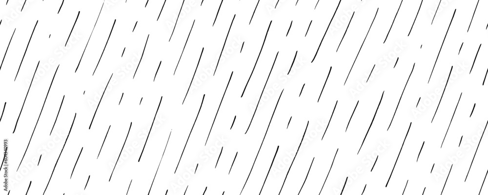 Poster Diagonal thin stripes seamless pattern. Hand drawn dashed parallel short lines in doodle style. Rain motif. Vector black brush strokes. Stylish monochrome striped texture. Contemporary seamless banner