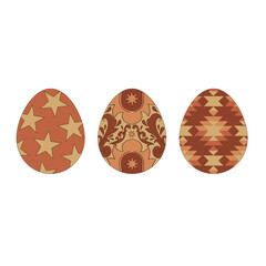 Western groovy Easter eggs vector illustration set. Wild West Easter aesthetic print design. 