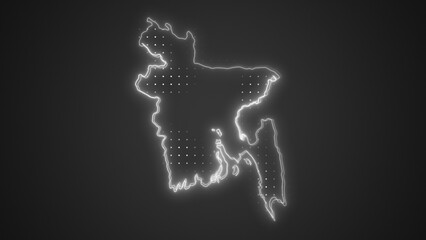 Neon White Bangladesh Map Borders Outline Background Wallpaper