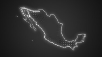 Neon White Mexico Map Borders Outline Background Wallpaper