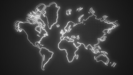 Neon White World Map Borders Outline Background Wallpaper