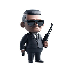 Mysterious spy with black suit with sunglasses - Plasticine Illustration 4
