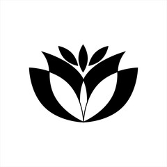 lotus flower icon, black and white lotus flower icon, for web, button, symbol. vector illustrtion