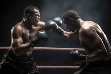 Obraz na płótnie Canvas Two boxers fighting. Generative AI