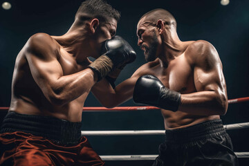 Fototapeta na wymiar Two boxers fighting. Generative AI