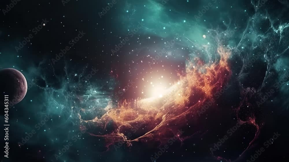 Wall mural galaxy and nebula. abstract space background. endless universe with stars and galaxies in outer spac