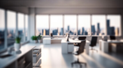Blurred Office Workspace with Cityscape for Business Presentations. created with Generative AI