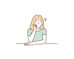 The depression woman sit on the chair. Hand drawn style vector design illustrations.