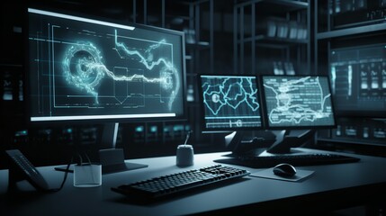 Fototapeta premium Laboratory Microscope and DNA Helix Displaying Intricate Medical Research