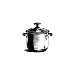 Vintage Pressure cooker vector illustration.