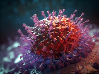 Fototapeta na wymiar 3D Render of Antibody Defending Against Virus
