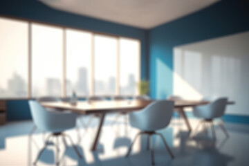 Blurred Modern Office Meeting Room with Cityscape for Business Presentations. created with Generative AI