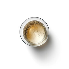 A sophisticated glass of prossecco wine side view, isolated on a white background, created by Generative AI.