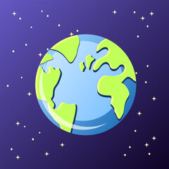 Naklejka premium Planet Earth illustration. Round, stars, space, view. Editable vector graphic design.