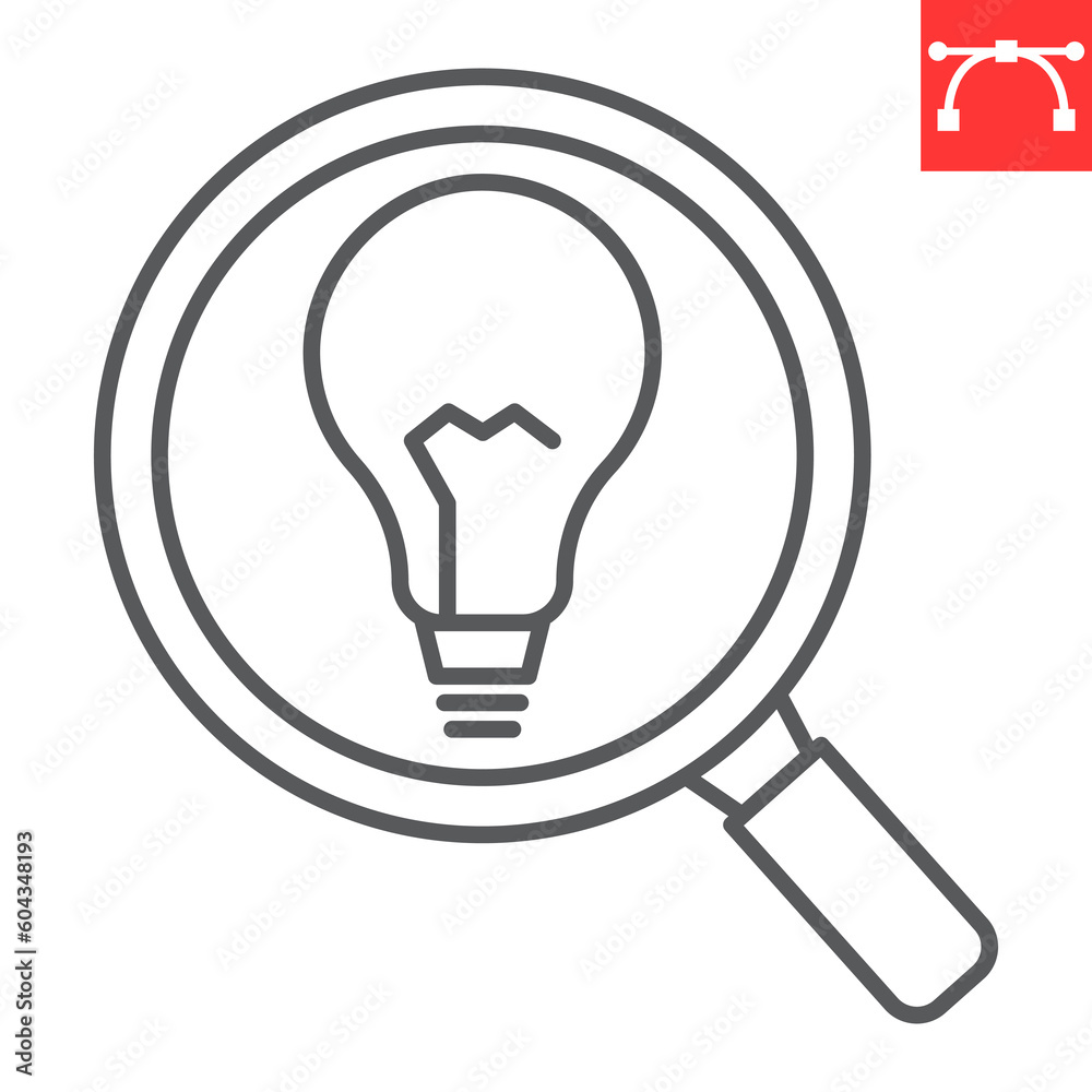 Wall mural finder solution line icon, solution and business , magnifier and lightbulb vector icon, vector graph