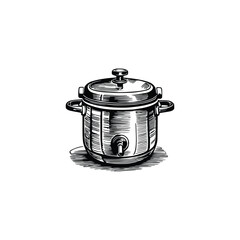 Vintage Pressure cooker vector illustration.