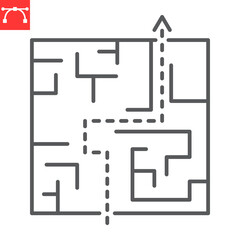 Maze line icon, solution and business , labyrinth vector icon, vector graphics, editable stroke outline sign, eps 10.