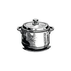 Vintage Pressure cooker vector illustration.